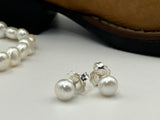 Freshwater Button Pearl Earrings | Medium 8mm