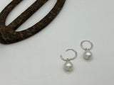 15mm Huggie Hoop Earrings | Pear Shape Pearl Drop