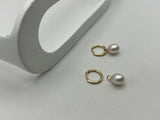 9ct Yellow Gold Hoop Earrings | White Pearl Drop