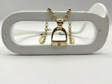 JUMBO Stirrup Pendant | 1x Diamond | 9ct Yellow Gold | One-off