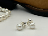 Freshwater Button Pearl Earrings + Bracelet Set