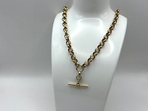 9ct Yellow Gold Belcher Chain with Fob | Preloved