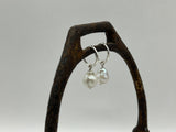 15mm Huggie Hoop Earrings | Pear Shape Pearl Drop