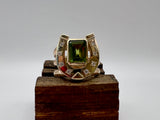 Horseshoe Ring with Peridot and Diamonds