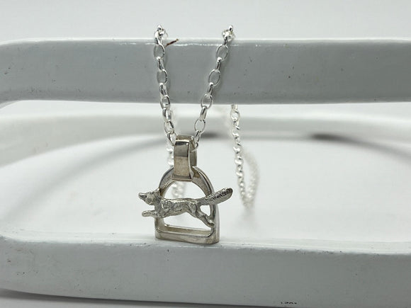 Mini Stirrup Running Fox Pendant | Chele Clarkin Jewellery