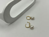 9ct Yellow Gold Hoop Earrings | White Pearl Drop