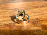 Two Tone Horseshoe Ring with Black Sapphire