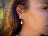12mm Huggie Hoop Earrings | Round Pearl Drop