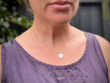 Mini Disc Tag Pendant with Blue Topaz Stone and Chain Set | End of Line