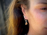 12mm Huggie Hoop Earrings | Cow Ear Tag Drop