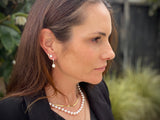 Sterling Silver Hoop Earrings | White Pearl Drop