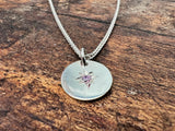 Mini Disc Tag Pendant with Pink CZ and Chain Set