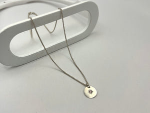 Mini Disc Tag Pendant with Pink CZ and Chain Set