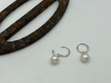 12mm Huggie Hoop Earrings | Round Pearl Drop