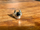 Two Tone Horseshoe Ring with Black Sapphire