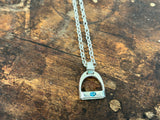 JUMBO Stirrup with Blue Topaz and Chain Set