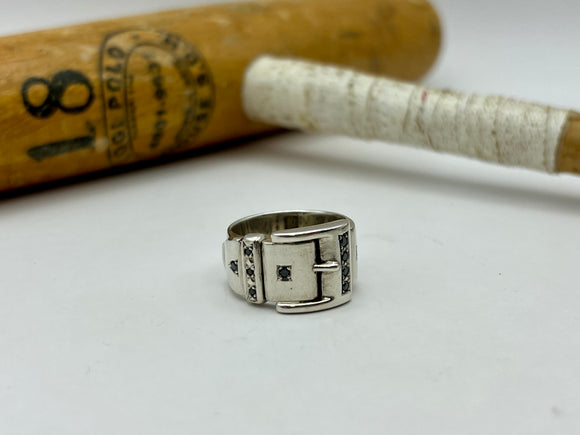 Buckle Ring with Black Diamonds | Large | End of Line | Chele Clarkin Jewellery