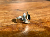 Two Tone Horseshoe Ring with Black Sapphire