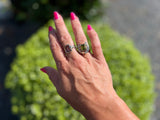 Horseshoe Ring with Peridot and Diamonds