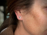 Horseshoe Stud Earrings with Gemstone Solitaire