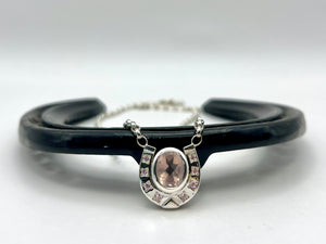 Horseshoe with Rose Quartz Belcher Chain Necklace