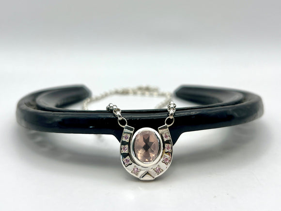 Horseshoe with Rose Quartz Belcher Chain Necklace