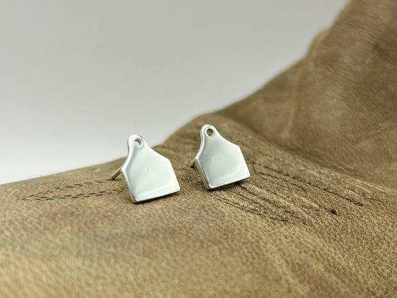 Cow Ear Tag Stud Earrings