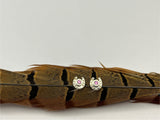 Horseshoe Stud Earrings with Gemstone Solitaire