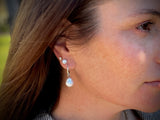 15mm Huggie Hoop Earrings | Pear Shape Pearl Drop