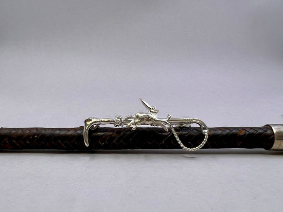 Hunt Whip Stockpin | Small | with Small Running Hare | Chele Clarkin Jewellery