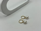 9ct Yellow Gold Hoop Earrings | White Pearl Drop