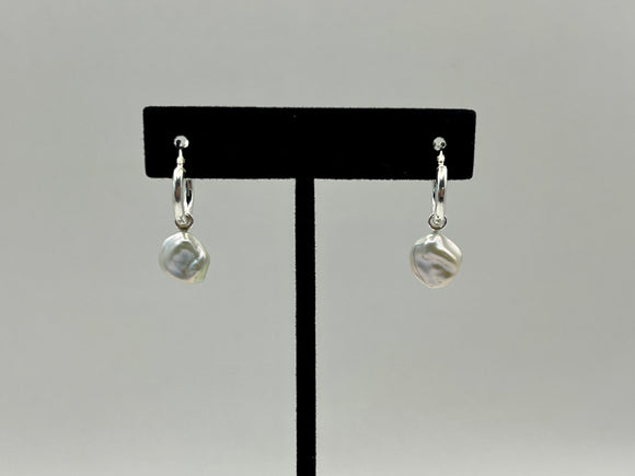 Small Hoop Earrings | Keshi Pearl Drop