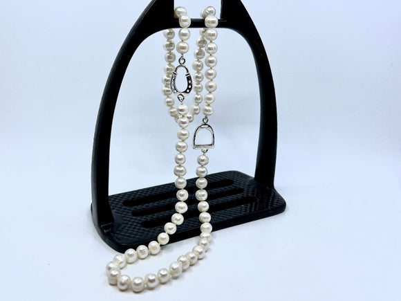 Freshwater Pearls with Horseshoe and Stirrup | Chele Clarkin Jewellery