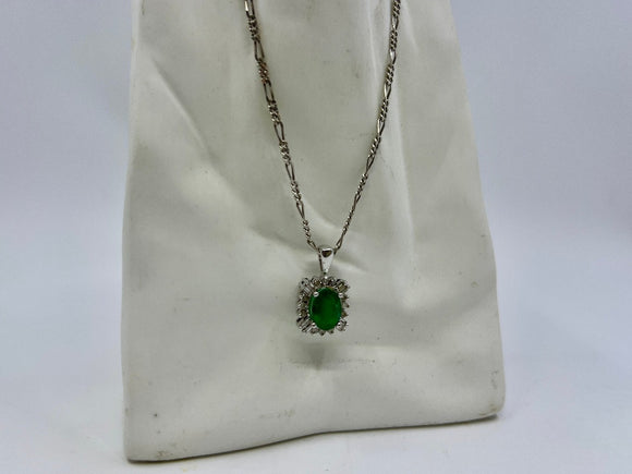 Emerald and Diamond Pendant with Chain set | Preloved | Chele Clarkin Jewellery