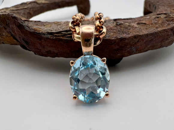 Blue Topaz Pendant and Earrings Set | 9ct Rose Gold | Preloved | Chele Clarkin Jewellery