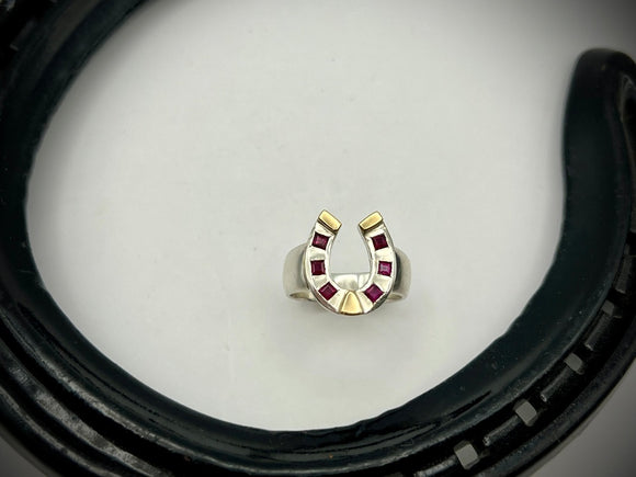 Horseshoe Ring | Large | with Rubies from Chele Clarkin Jewellery