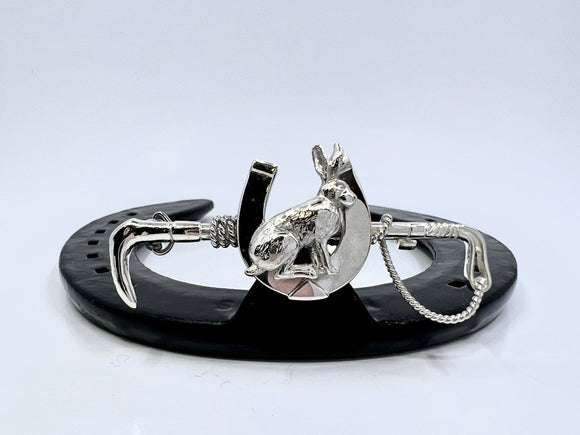Whip with Sitting Hare on Shoe Stockpin from Chele Clarkin Jewellery