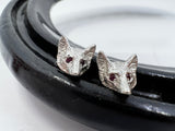 Small Fox Head Stud Earrings with Ruby Gemstone eyes from Chele Clarkin Jewellery