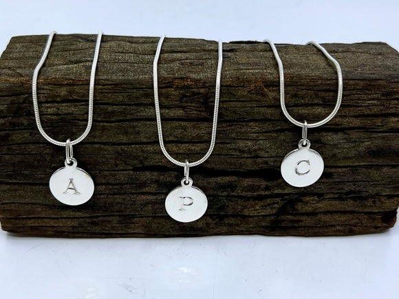 Mini Disc Letter Necklace | Pendant and Chain Set | Chele Clarkin Jewellery