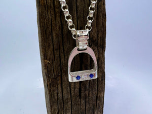 LARGE Stirrup Pendant | Diamond + Sapphires | Necklace Set from Chele Clarkin Jewellery