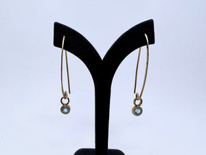 Blue Topaz Wire Drop Earrings | 9ct Yellow Gold | Chele Clarkin Jewellery