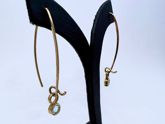Blue Topaz Wire Drop Earrings | 9ct Yellow Gold | Chele Clarkin Jewellery