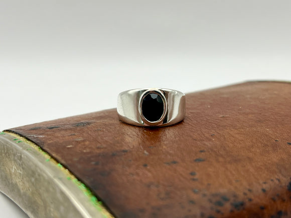 Black Sapphire Tapered Band Ring