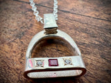 MEDIUM Stirrup Pendant | Diamonds and Ruby Gemstones | One-Off | Chele Clarkin Jewellery