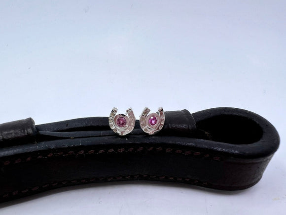 Horseshoe Stud Earrings with Gemstone Solitaire from Chele Clarkin Jewellery