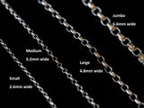Oval Belcher Chains size compare