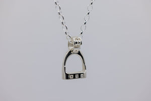 JUMBO Stirrup Pendant with 3x Diamonds + Chain Set from Chele Clarkin Jewellery