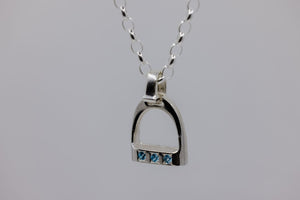 JUMBO Stirrup Pendant with 3x Topaz Stones + Chain Set from Chele Clarkin Jewellery