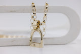 LARGE Stirrup Pendant | 'Spliced' 9ct Yellow Gold Diamonds + Chain Set