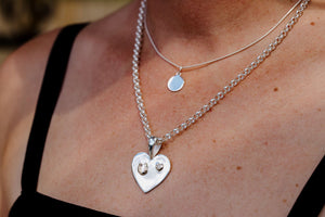 Heart Tag with Shoe and Diamond Pendant